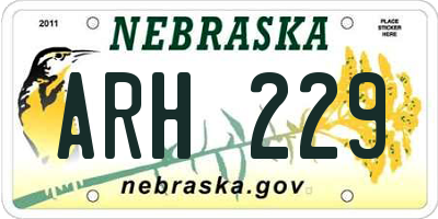 NE license plate ARH229