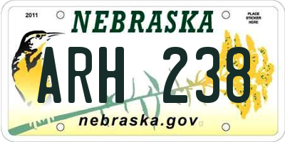 NE license plate ARH238