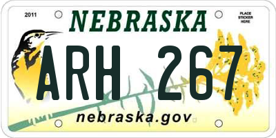 NE license plate ARH267