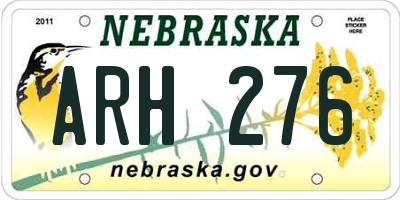 NE license plate ARH276