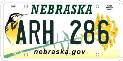 NE license plate ARH286