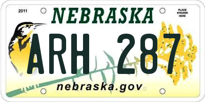NE license plate ARH287