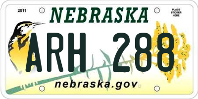 NE license plate ARH288
