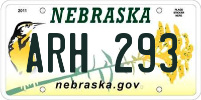 NE license plate ARH293