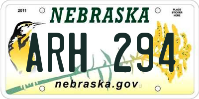 NE license plate ARH294