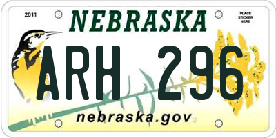 NE license plate ARH296