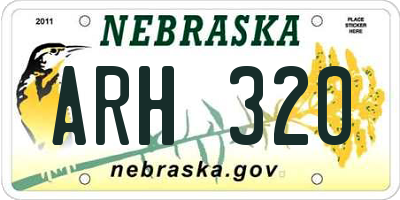NE license plate ARH320