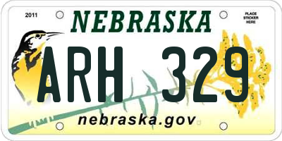 NE license plate ARH329