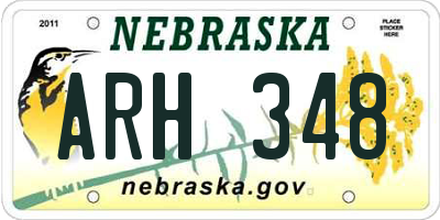 NE license plate ARH348