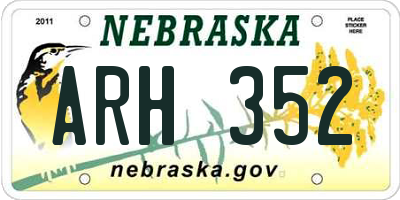 NE license plate ARH352