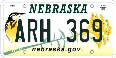 NE license plate ARH369