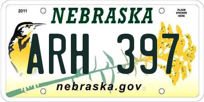 NE license plate ARH397