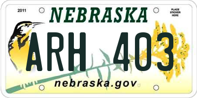 NE license plate ARH403