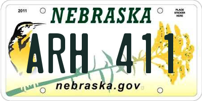 NE license plate ARH411