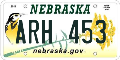 NE license plate ARH453
