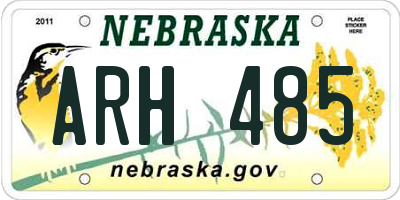 NE license plate ARH485