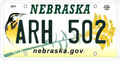 NE license plate ARH502