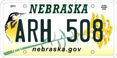 NE license plate ARH508