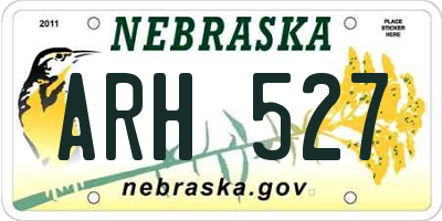 NE license plate ARH527