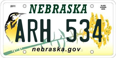 NE license plate ARH534