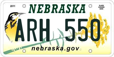 NE license plate ARH550