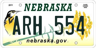 NE license plate ARH554
