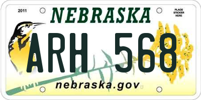 NE license plate ARH568