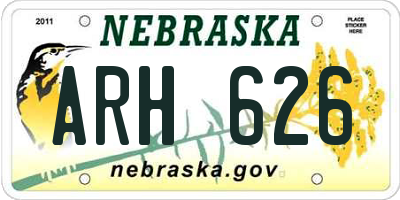 NE license plate ARH626