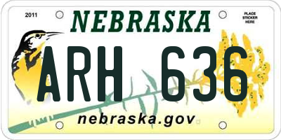 NE license plate ARH636