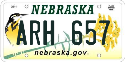 NE license plate ARH657