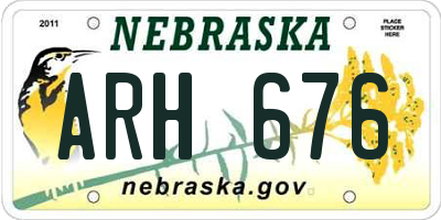 NE license plate ARH676