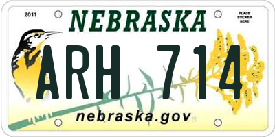 NE license plate ARH714