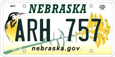NE license plate ARH757