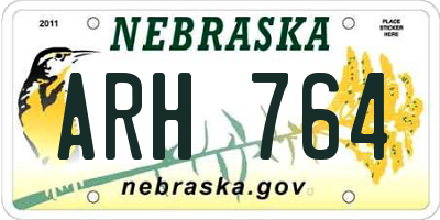 NE license plate ARH764