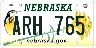 NE license plate ARH765