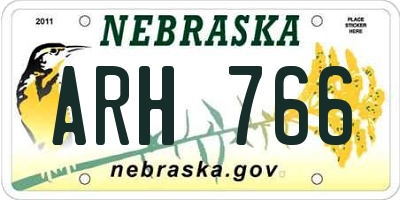 NE license plate ARH766