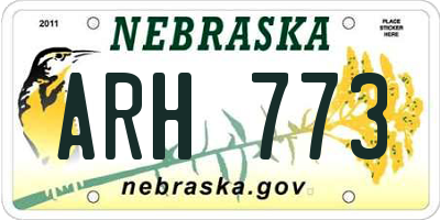 NE license plate ARH773