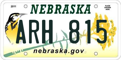 NE license plate ARH815