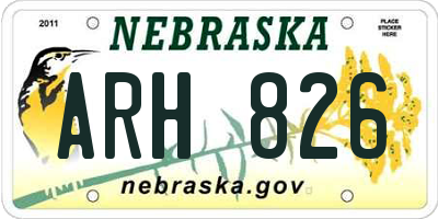 NE license plate ARH826