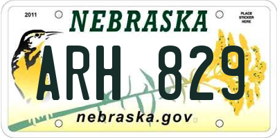NE license plate ARH829