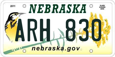 NE license plate ARH830