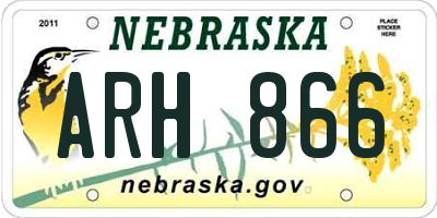 NE license plate ARH866