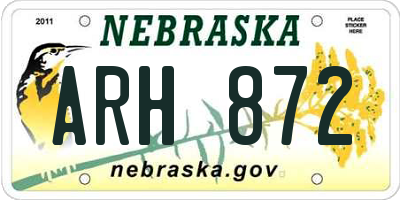 NE license plate ARH872