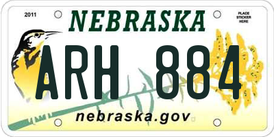 NE license plate ARH884