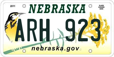 NE license plate ARH923