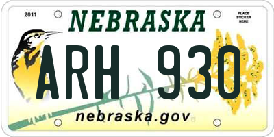 NE license plate ARH930
