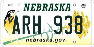 NE license plate ARH938