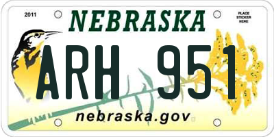 NE license plate ARH951