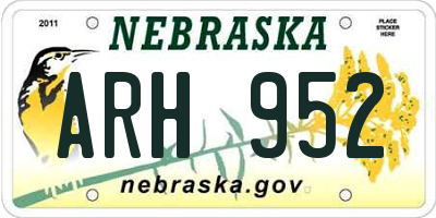 NE license plate ARH952