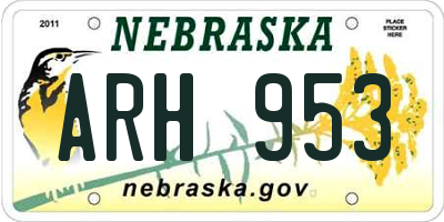 NE license plate ARH953